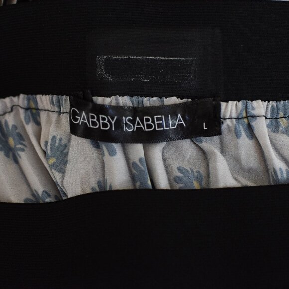 Gabby Isabella Floral Daisy Pleated Midi Skirt White Black Yellow Size L Boho - Picture 10 of 12